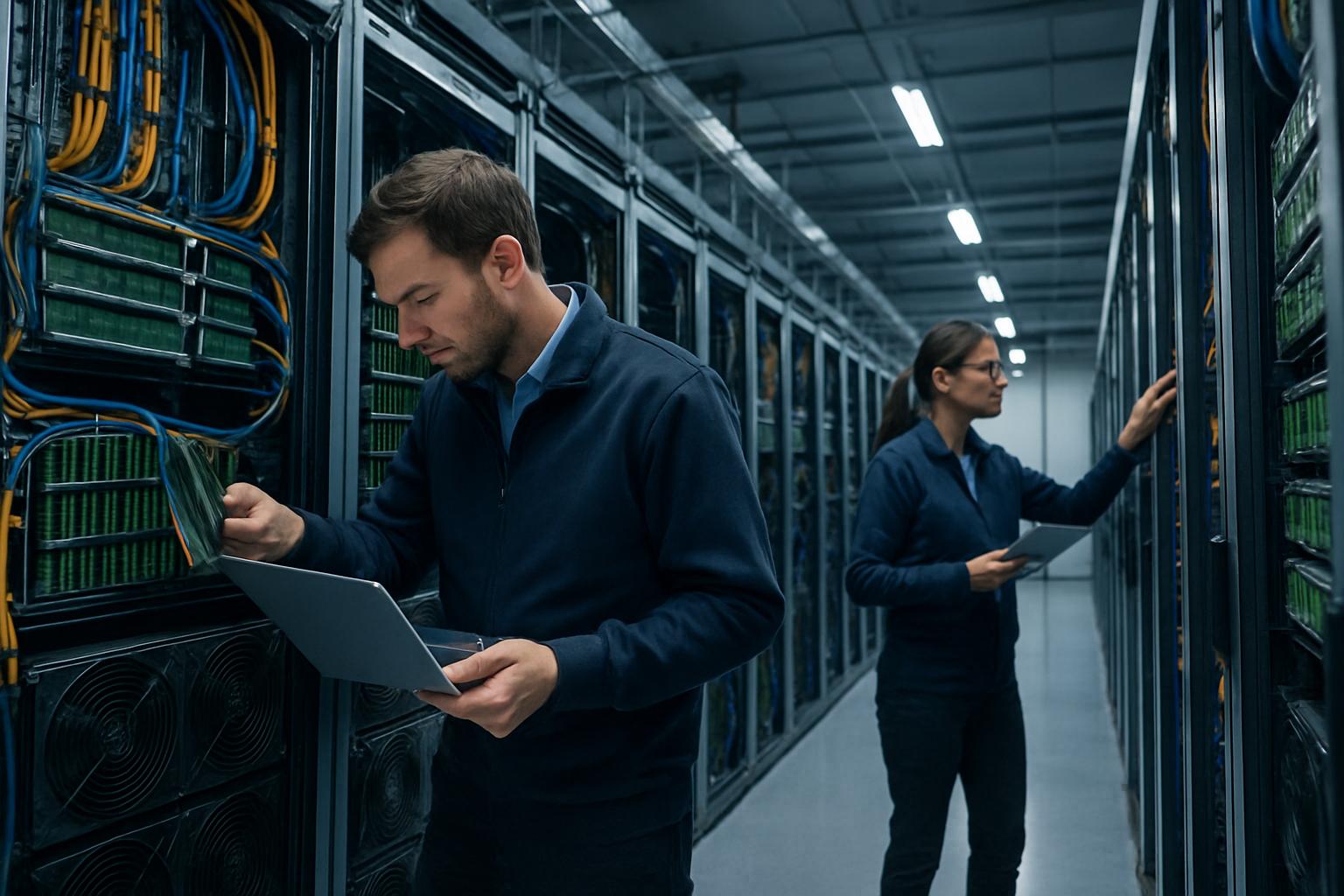 Hyperscale data center technicians work with AI Factory Resource Focus infrastructure.