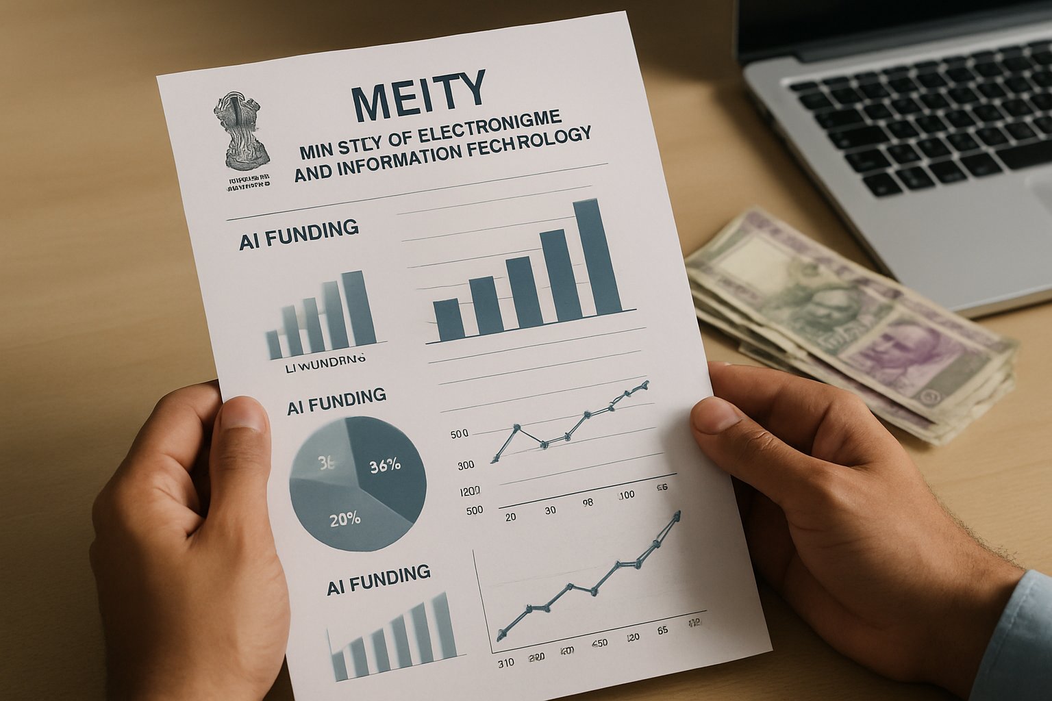 MeitY document showing AI Government budget and funding charts for 2026.