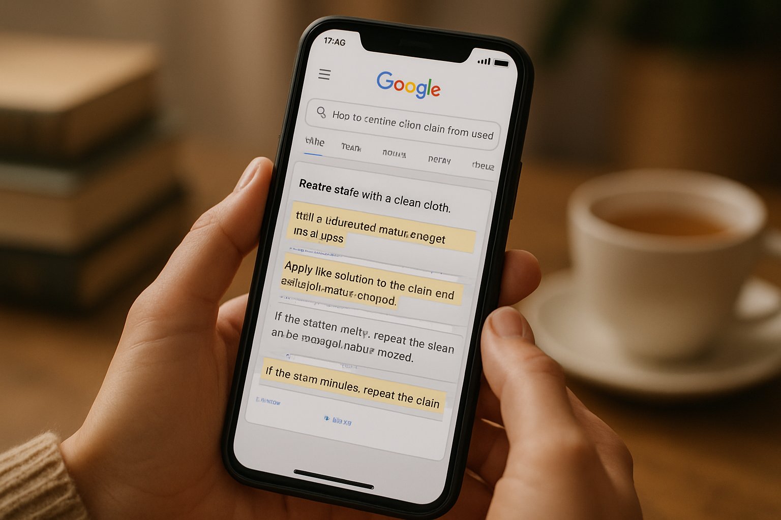 Smartphone showing Personalized Intelligence Search contextual answers in real setting