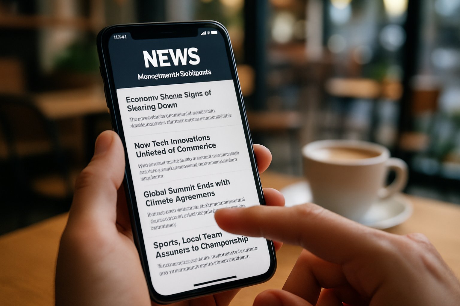 Smartphone displays news app summaries, illustrating Traffic Drain in digital publishing.