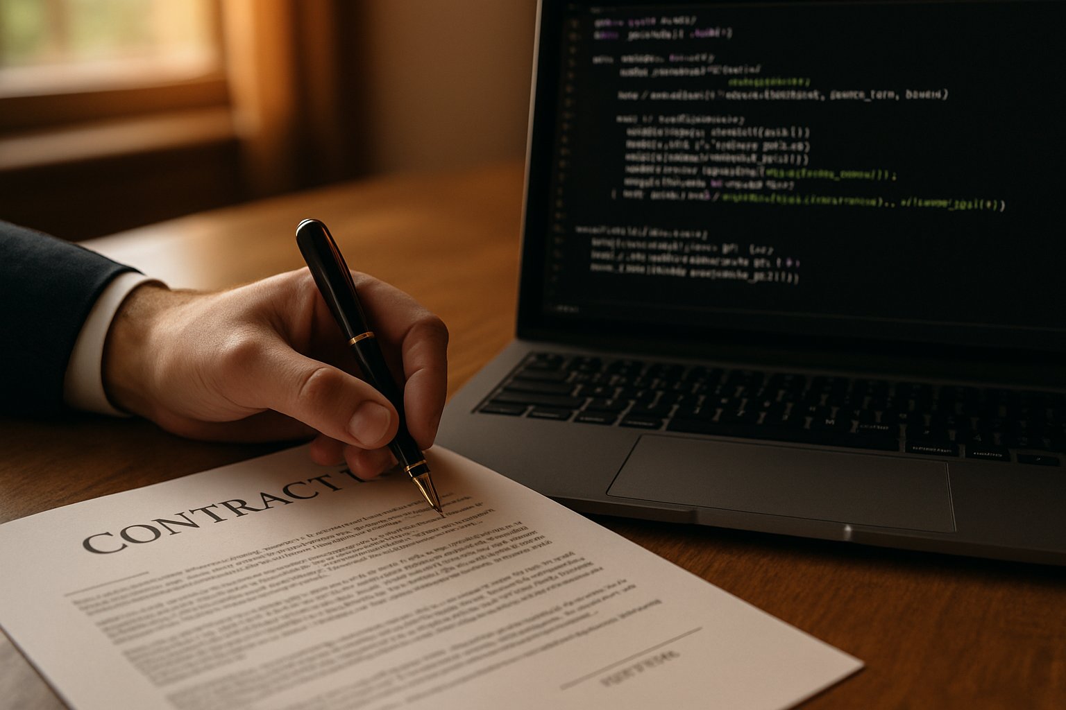 Model Distillation legal contract with code illustrating AI intellectual property concerns.
