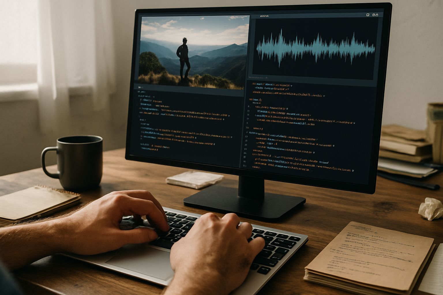 Multimodal technology interface displayed on developer's monitor