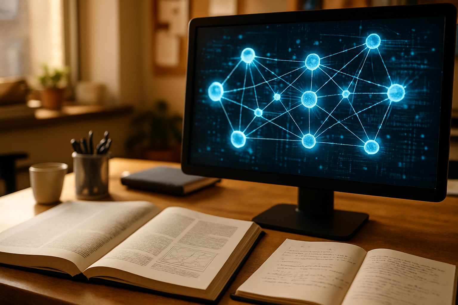 Digital Ethology neural network patterns shown on a realistic computer screen