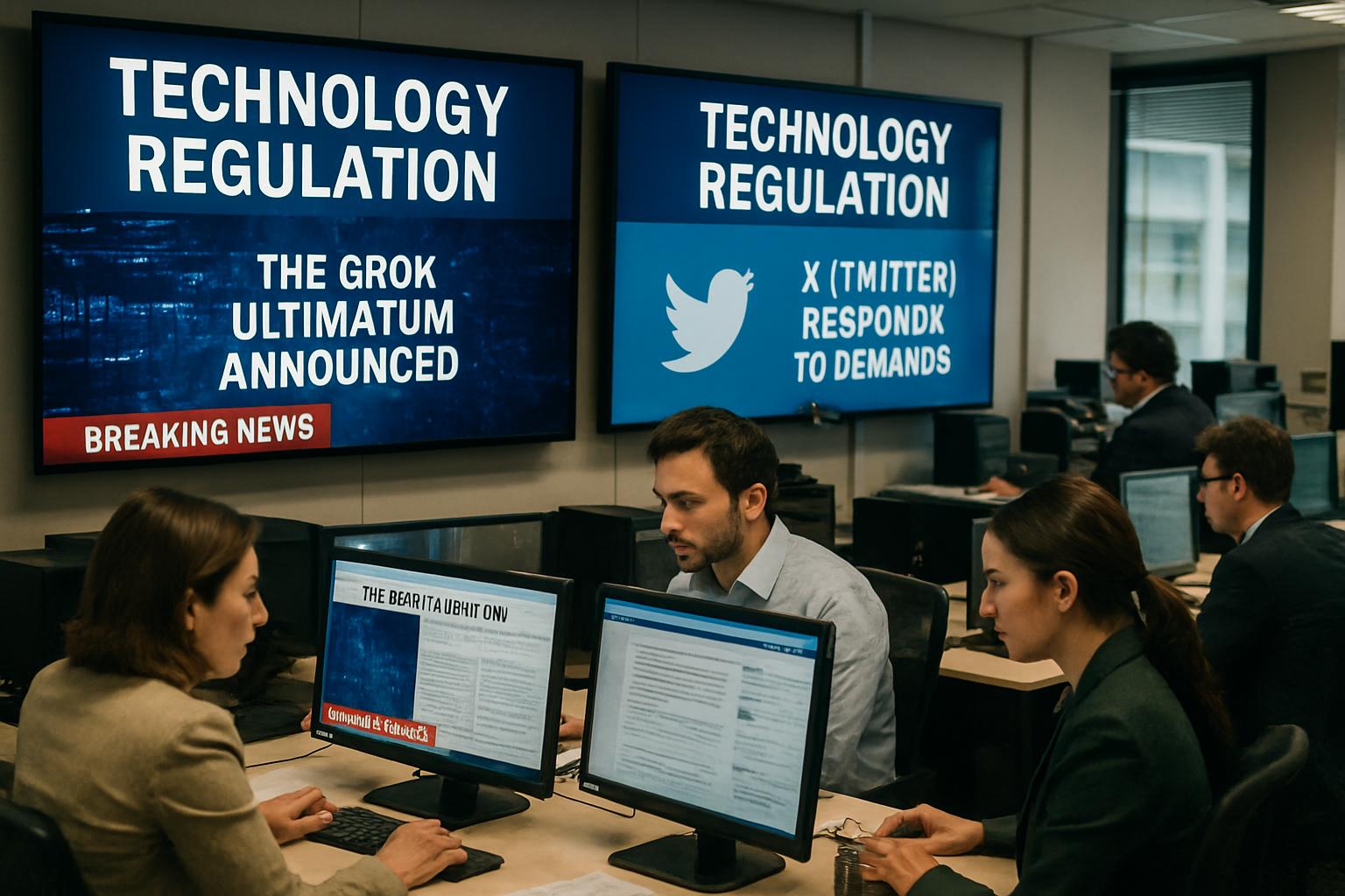 Journalists analyze India Grok Ultimatum news about AI platform regulation risks.
