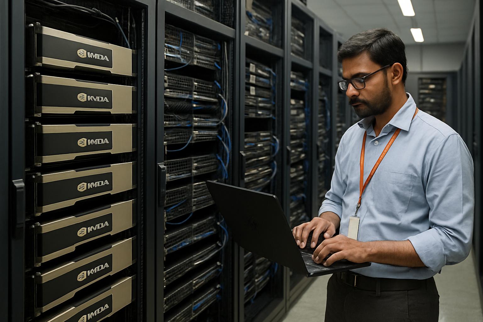NVIDIA GPUs powering AI Supply Chain infrastructure in a server room.