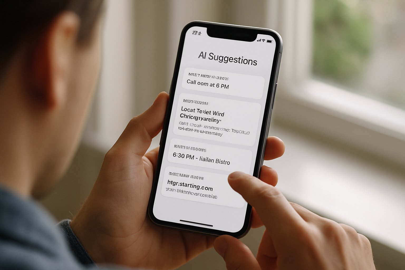 User engaging with personalized AI UX on smartphone interface.