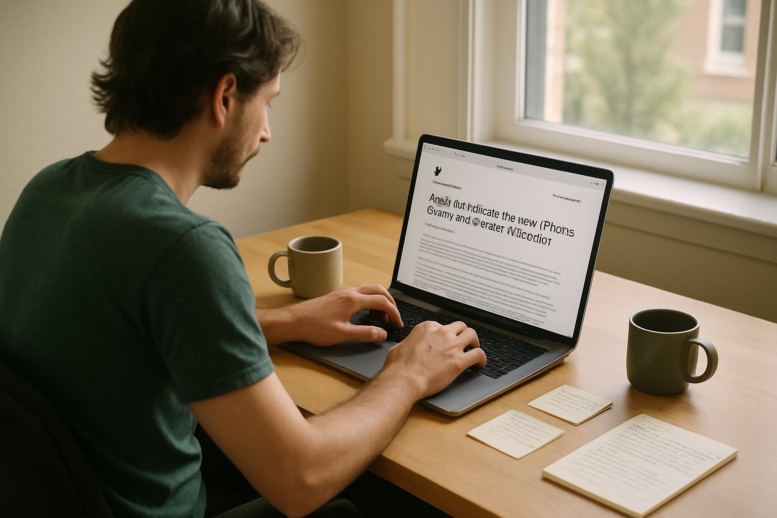 Apple Launch Event coverage from tech writer's desk with Apple press release open.