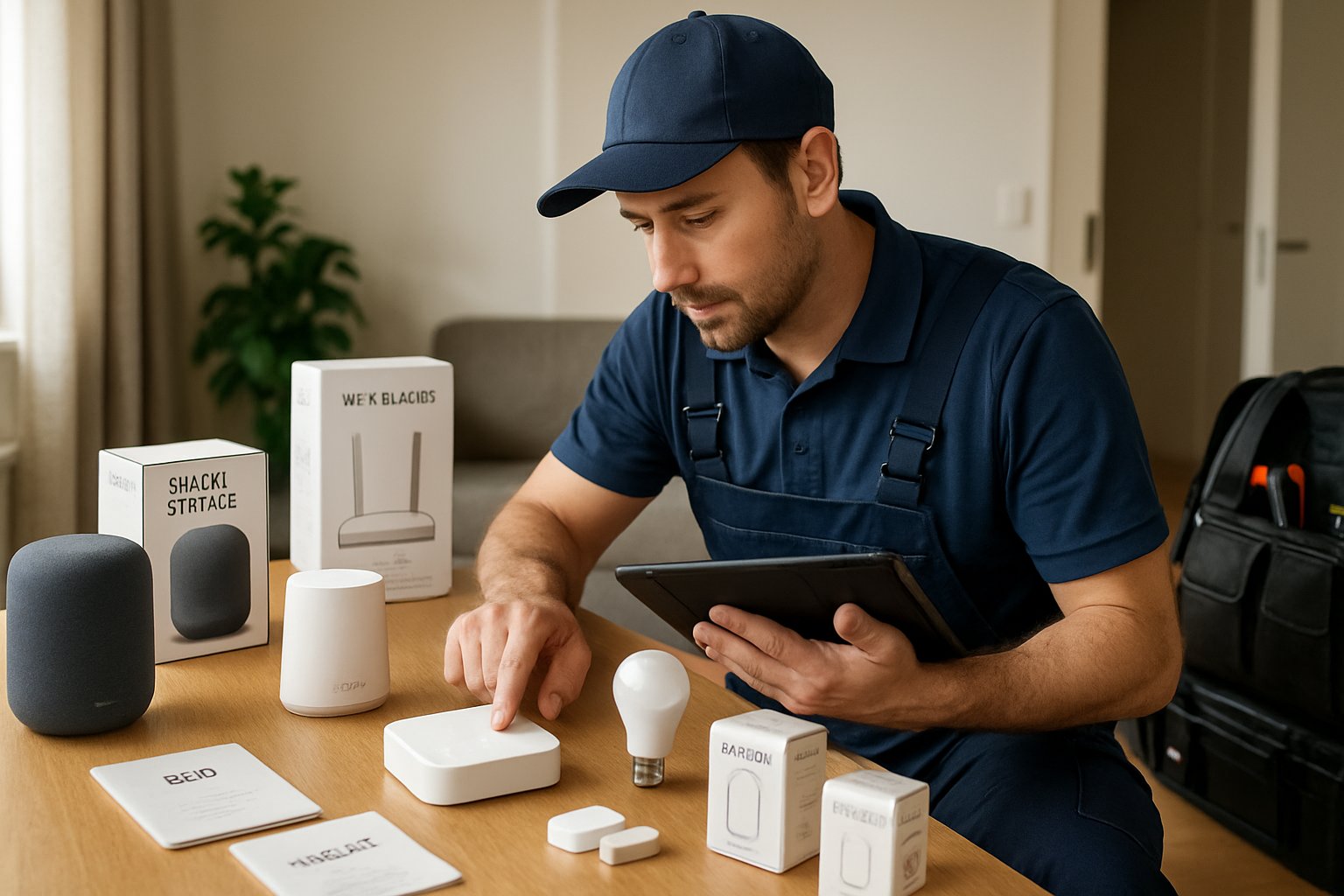 Smart Home professional installing new hub and devices for migration
