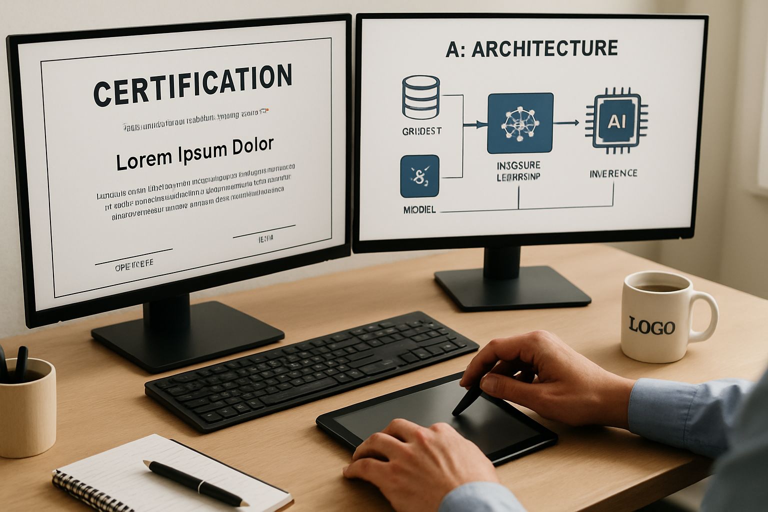 Chief AI Architecture reviewing certifications and architecture diagrams