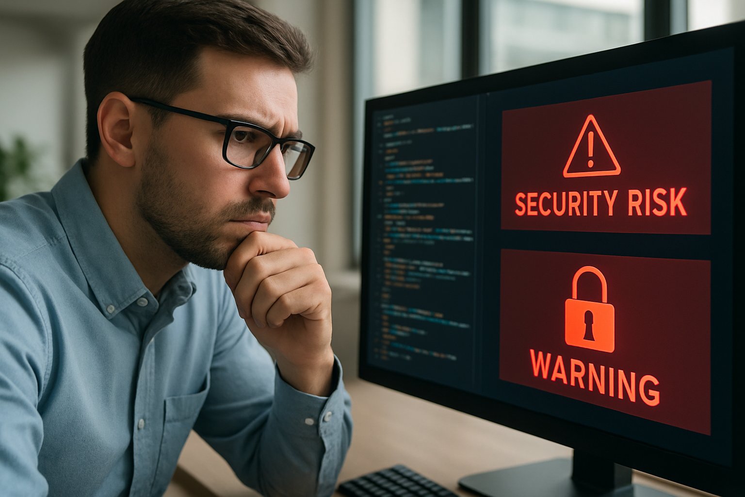 Security analyst reviews OpenClaw security risks on workstation.