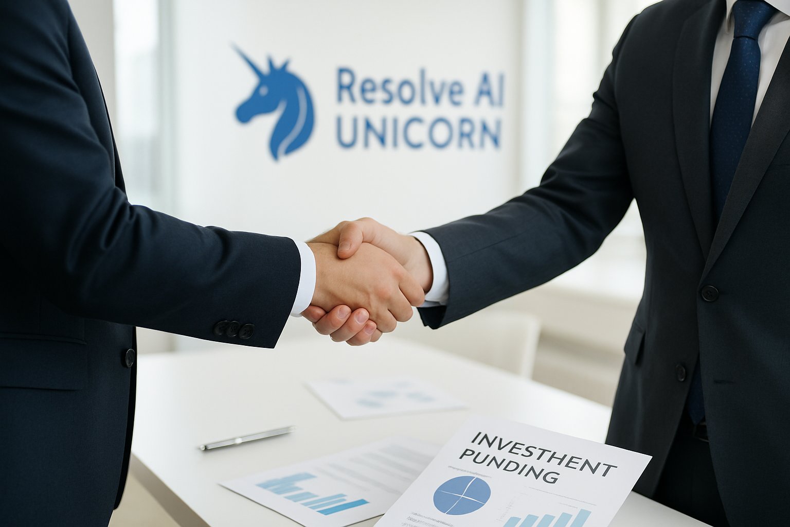 Resolve AI Unicorn executives sealing Series A funding deal