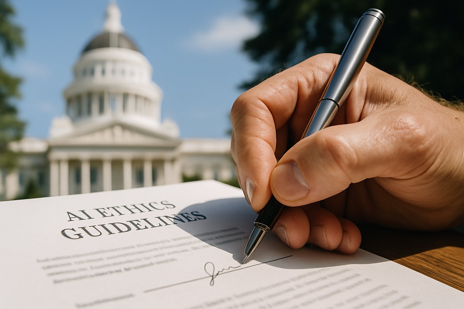 Signing AI Ethics guidelines in compliance with California SB 243 legislation.