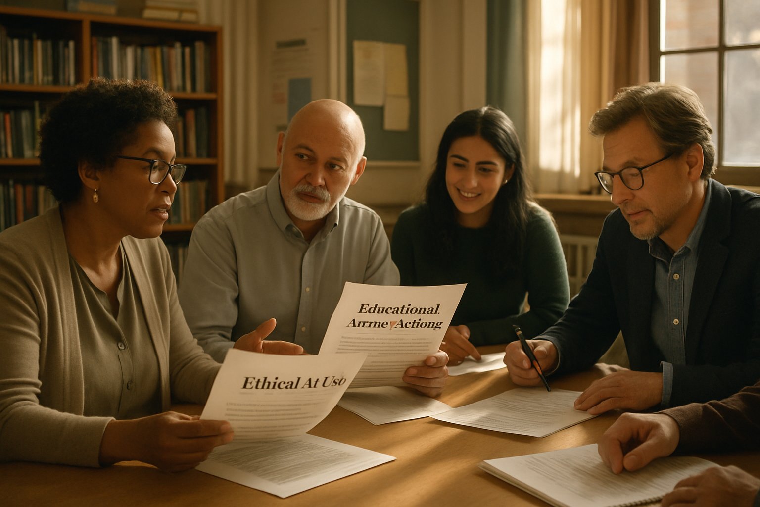 Faculty discussing Educational Access Ethics and responsible AI implementation.