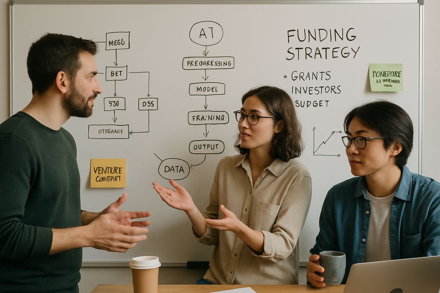 Whiteboard with Venture Capital strategies and AI-native startup architectures