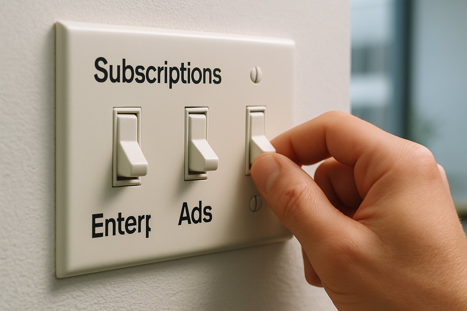 Hand switching off ad monetization in a realistic business setting.