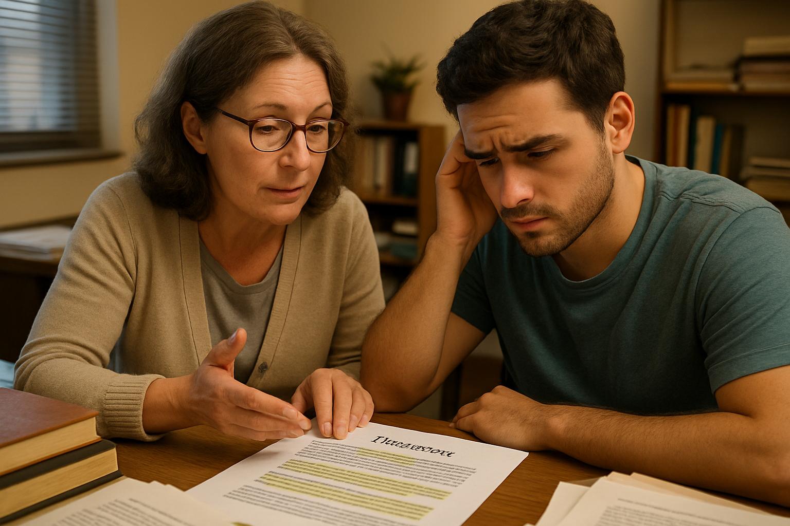Teacher consulting student about Academic AI Integrity in a real classroom.
