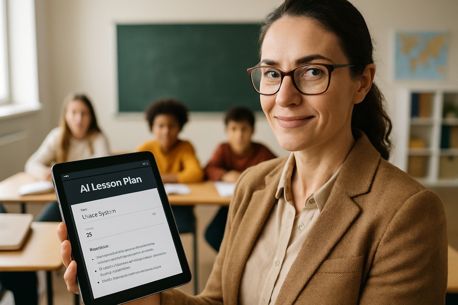 Teacher applying learning skills with Microsoft Elevate AI tools in classroom.
