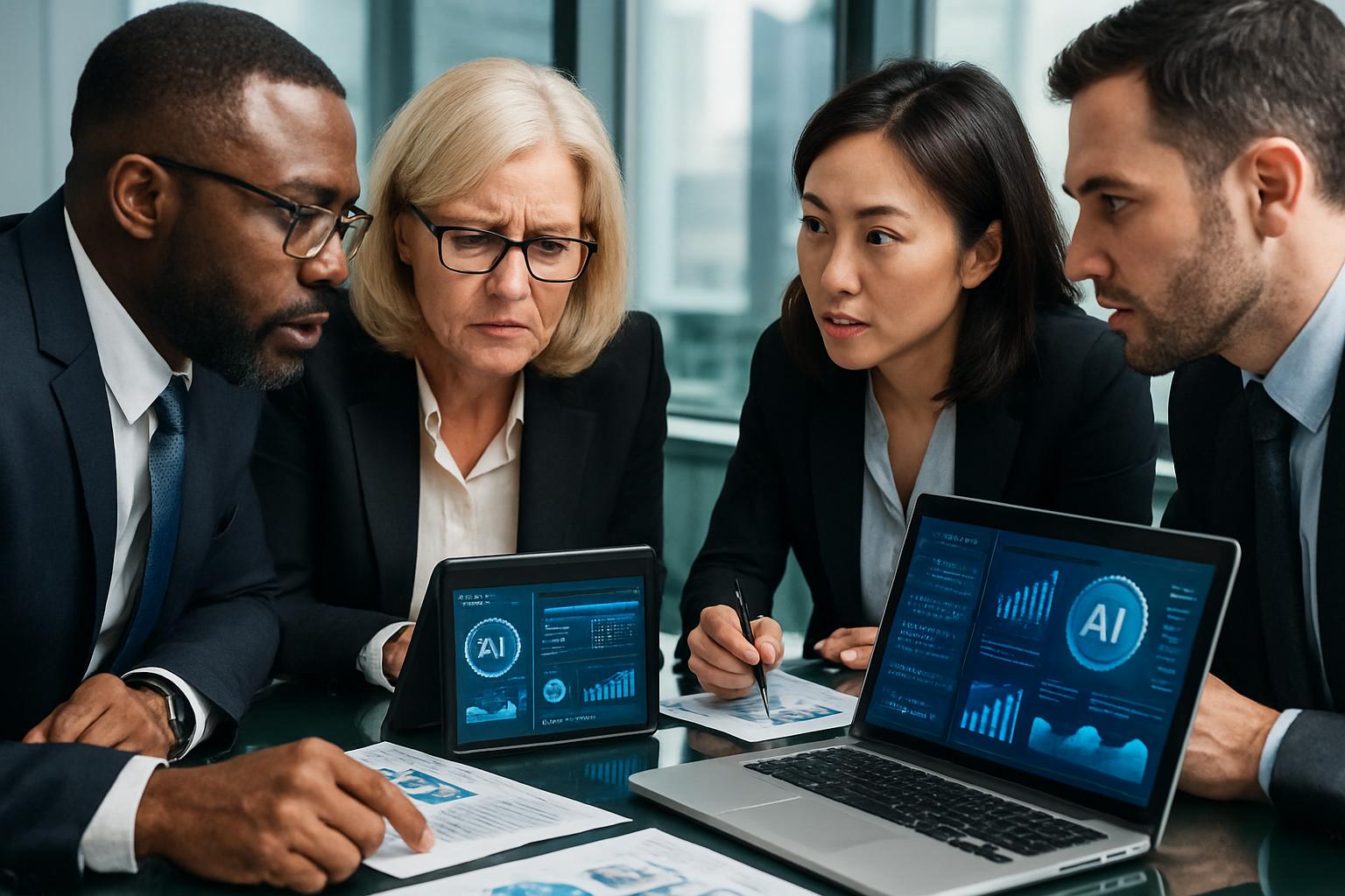 Diverse team collaborating on AI Leadership strategy at BMO.
