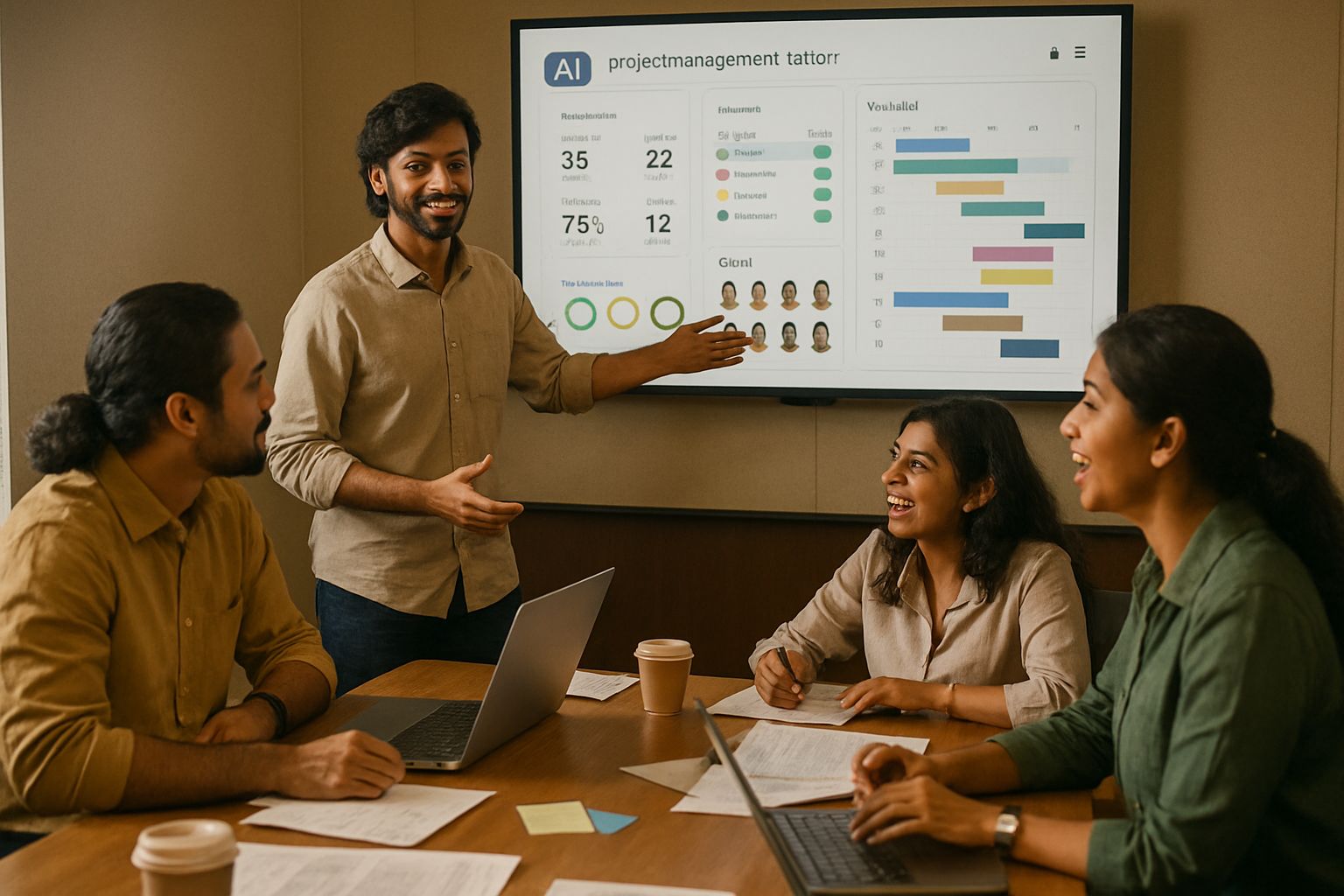 Indian team uses AI Project Manager dashboard for summit planning collaboration.