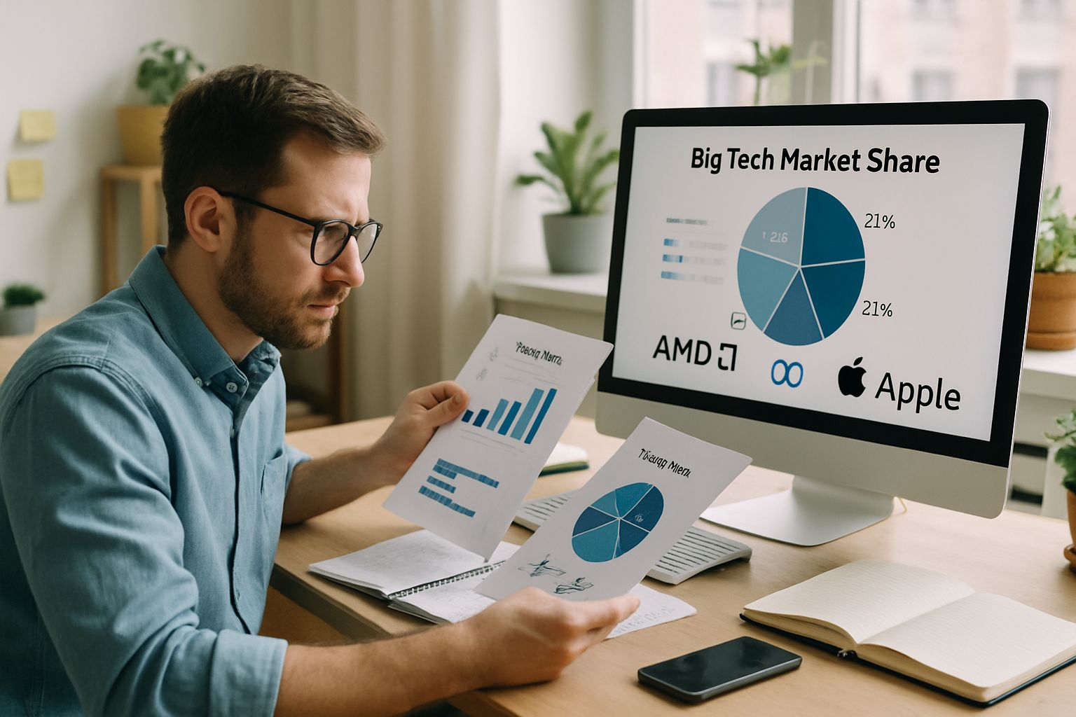 Analyst reviewing Big Tech Monopoly data on Meta-AMD pact