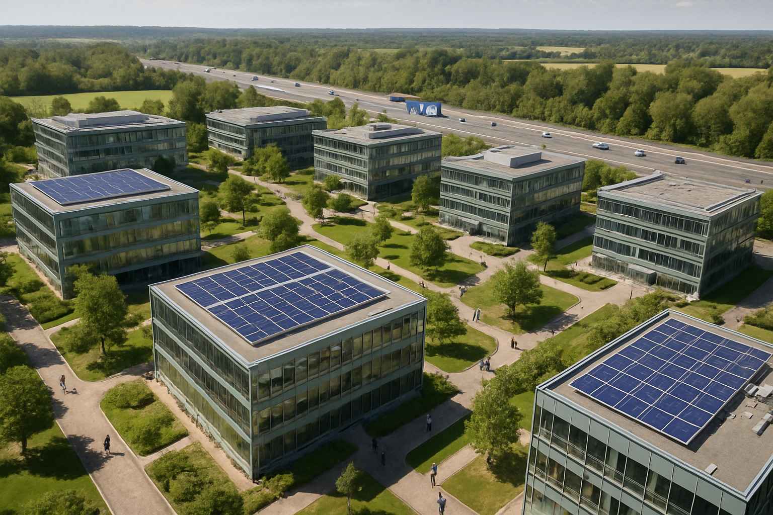 Regional Tech Clustering visualized by active business park on the M4.