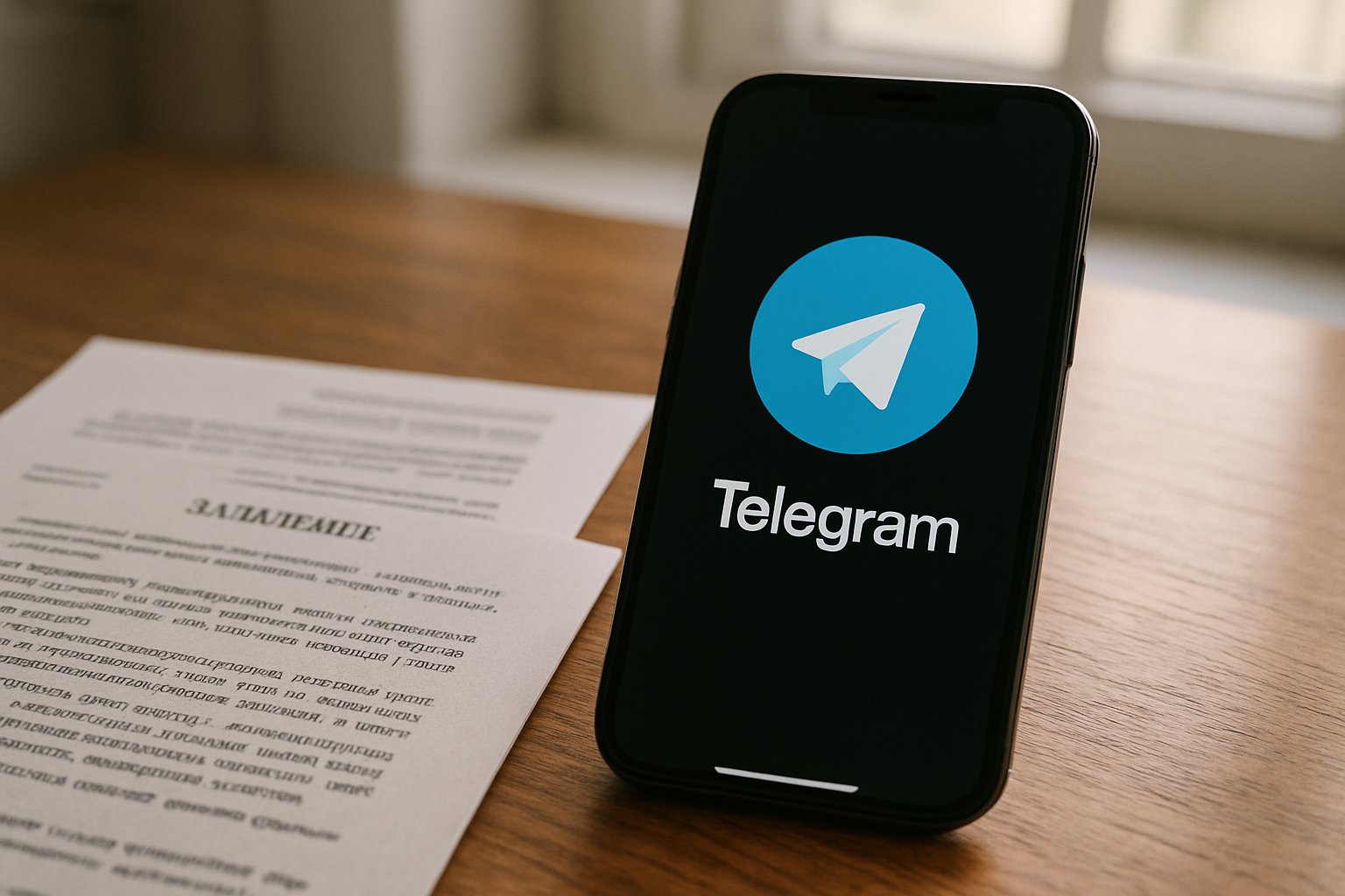 Telegram app and legal documents reflecting Social Media governance issues.