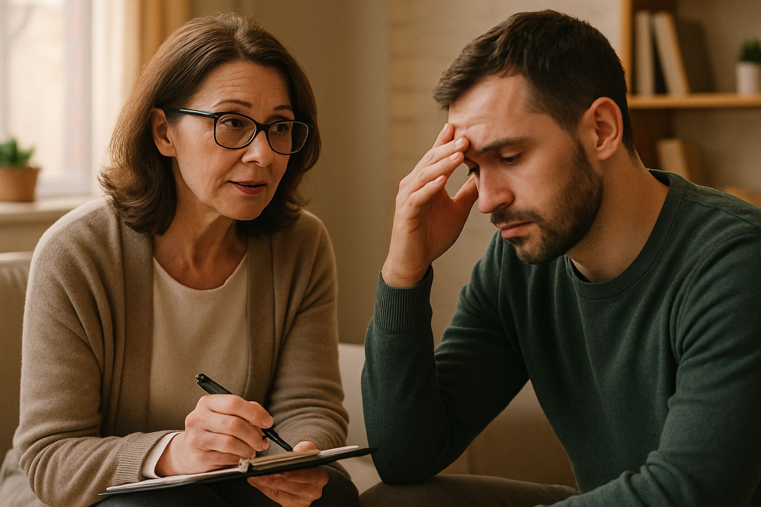 Therapist providing Mental Health support in a corporate environment.