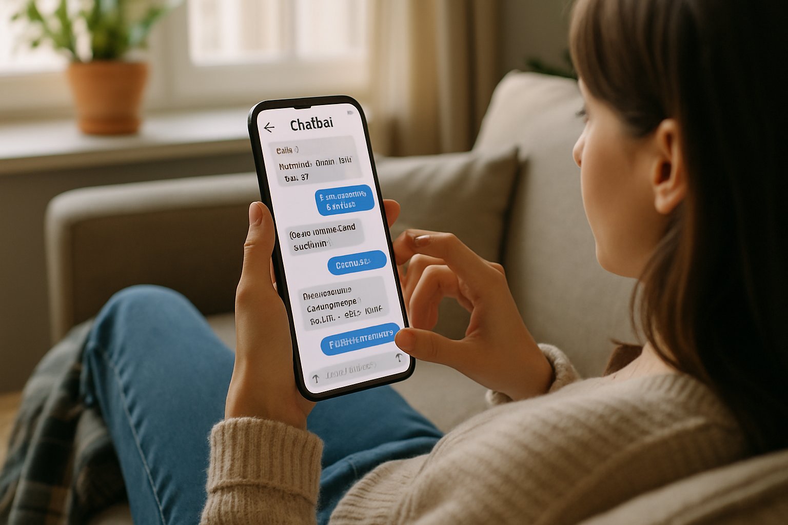 Traveler uses phone for Conversational Optimization with Airbnb chatbot.