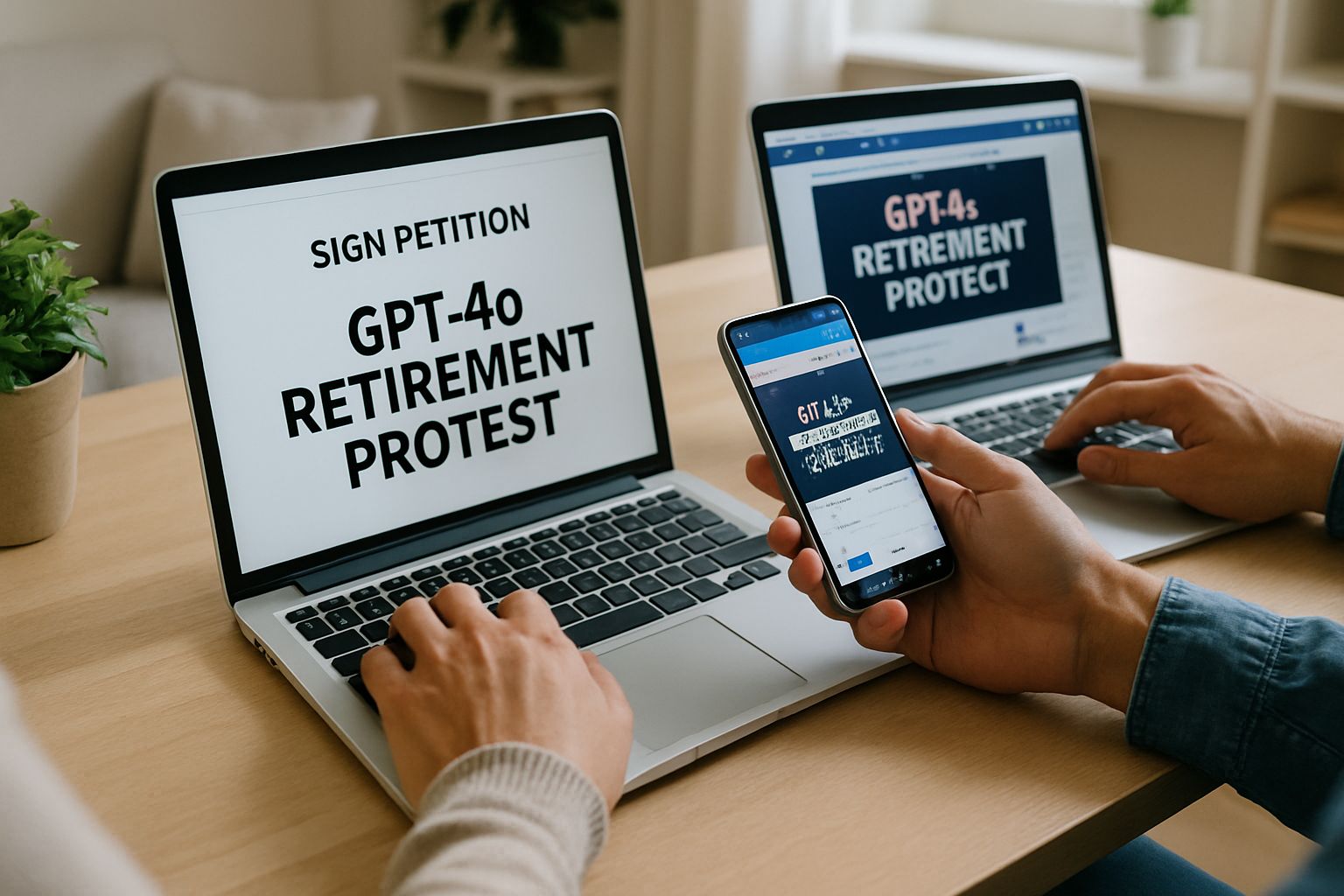 Users filing GPT-4o Retirement Protest petitions and sharing on social media.