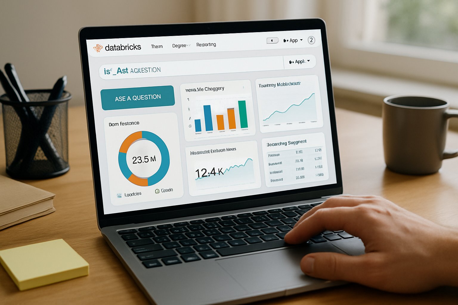 User engaging with Databricks AI Agents on laptop for database management.