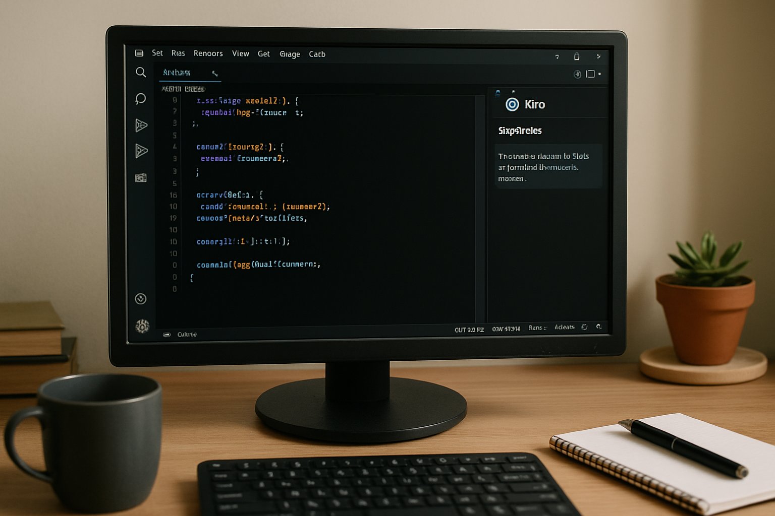 Computer screen showing Kiro Mandate AI assistant in use by developer