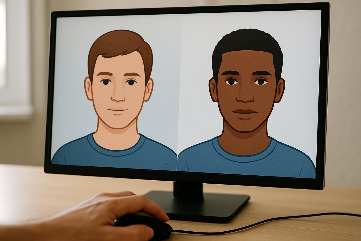 AI Bias in virtual influencer avatars with differing skin tones side by side.