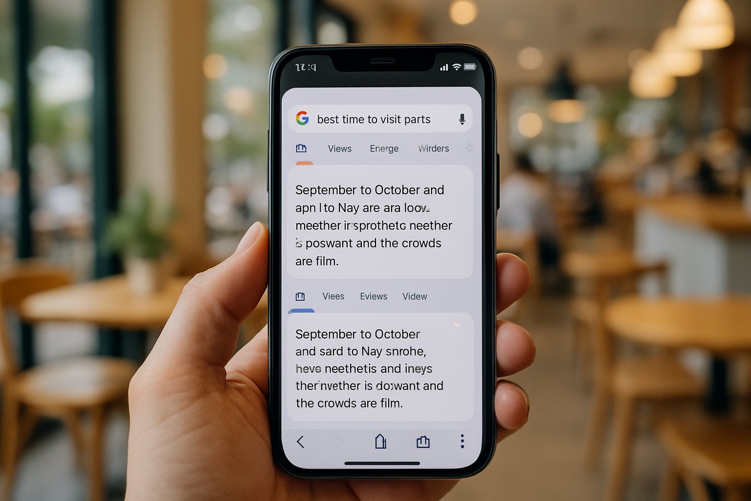 Travel query answered via Zero-Click Search on mobile device