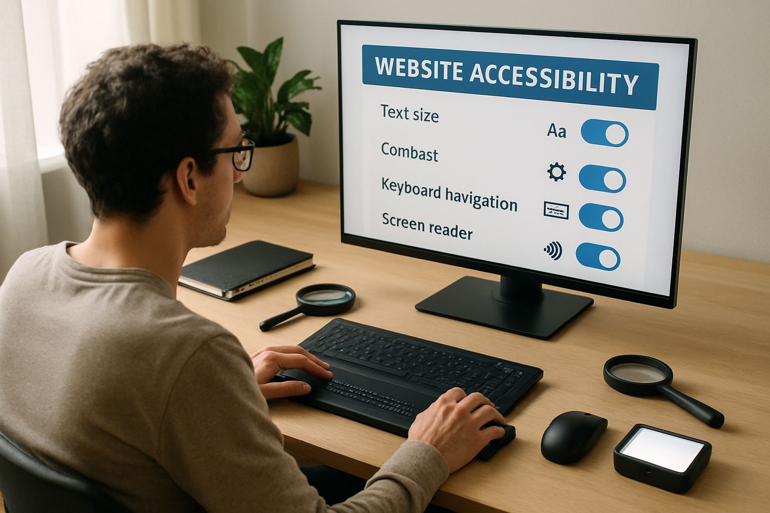 Web designer ensuring Digital Inclusion through accessibility feature updates.