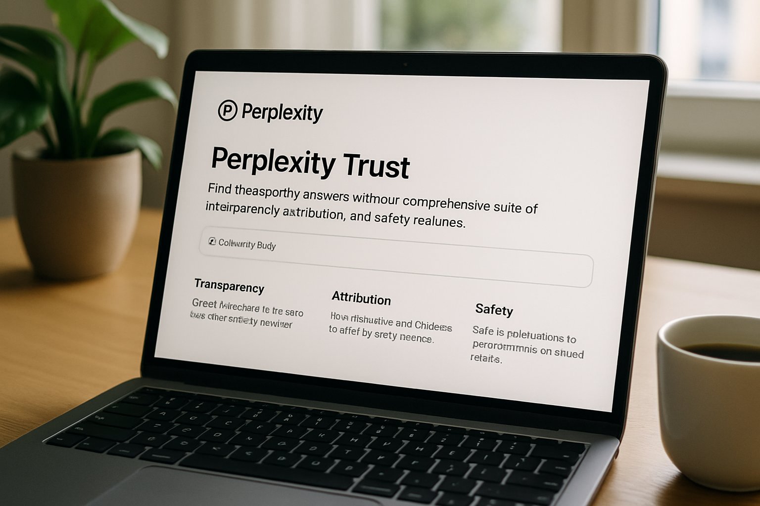 Perplexity Trust website interface highlighting ad-free experience and user trust.
