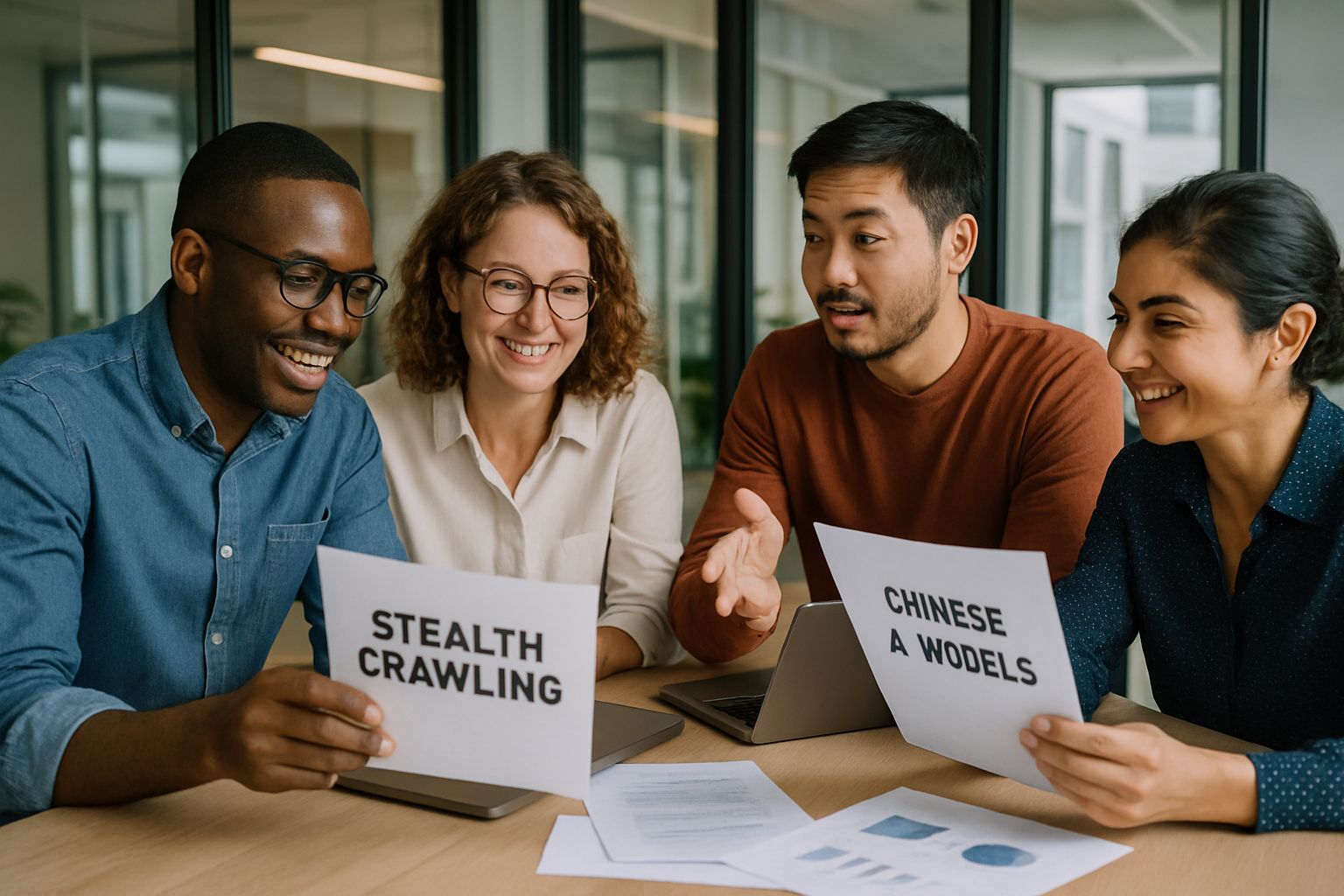 Team meeting reviewing Perplexity Transparency issues with stealth crawling