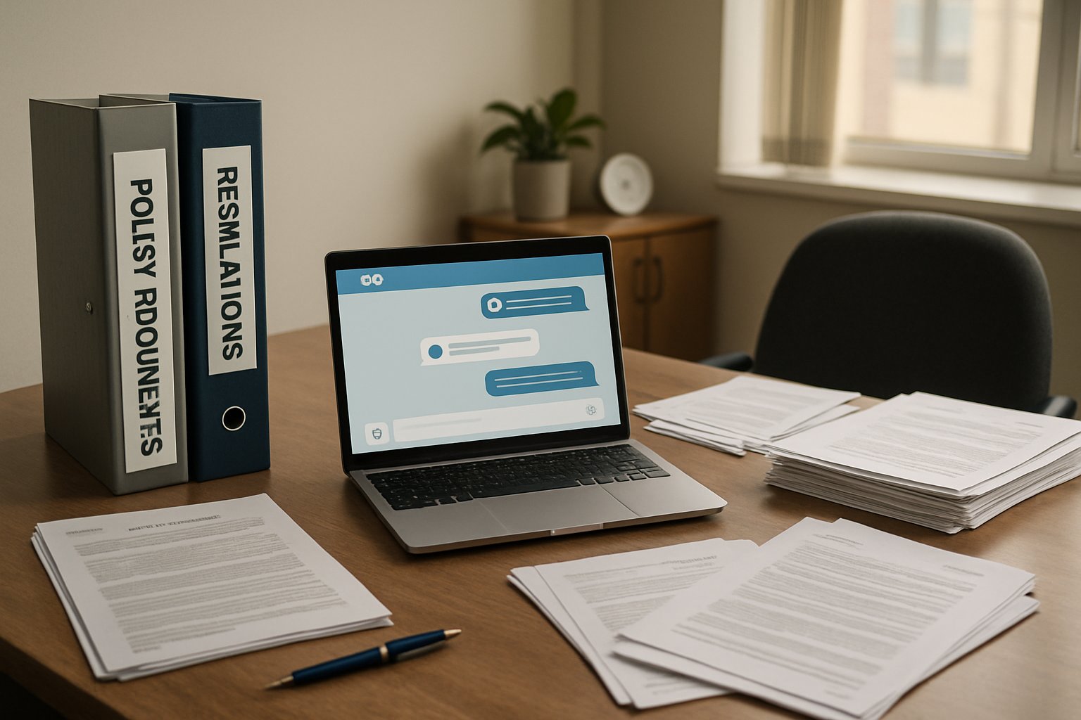 Healthcare administrator works on regulations addressing Healthcare Hazard of chatbot misuse.