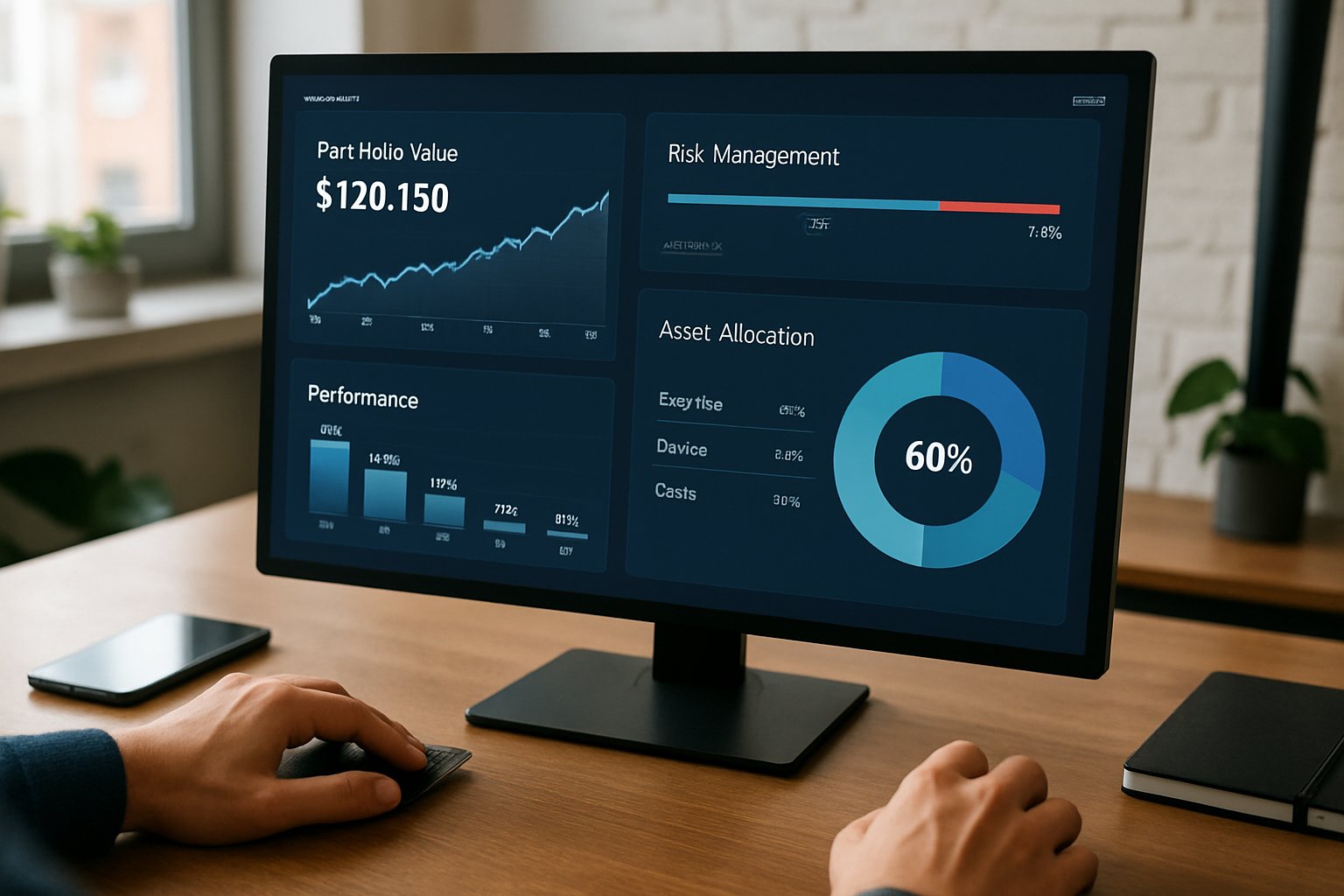 Portfolio Oversight AI financial dashboard showing risk controls and asset allocation
