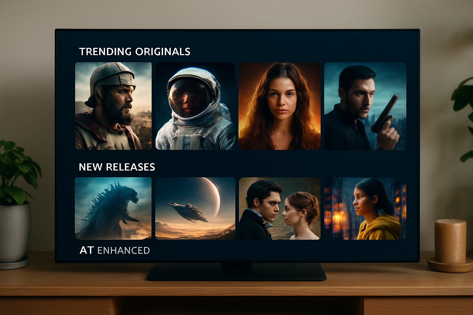 Smart TV user interface showing AI-driven Streaming Content Shift trends.