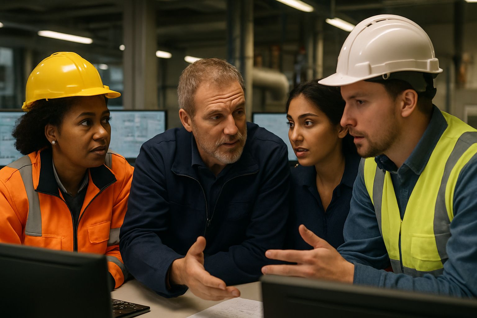 Employees collaborating at Nebius AI Factory control room in Missouri.