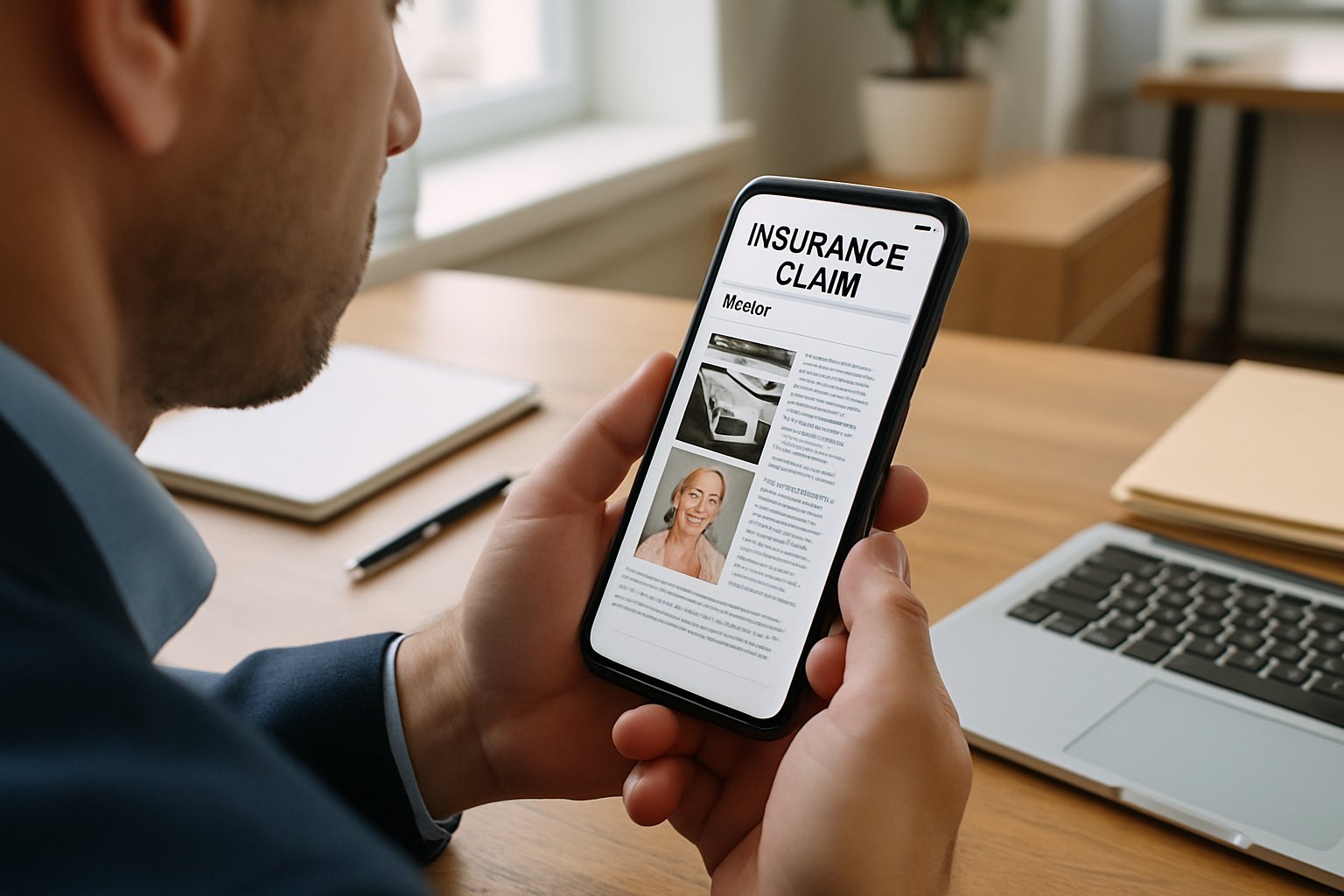 Insurance claims adjuster uses AI app for Insurtech Value Unlock
