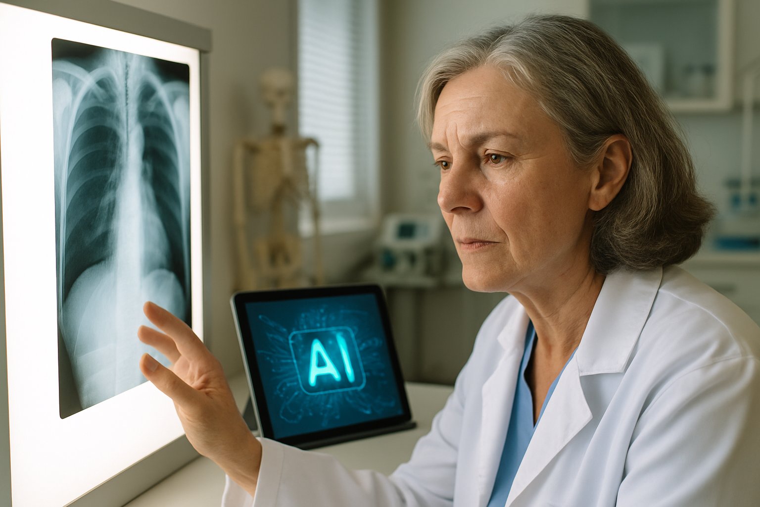 Radiologist uses AI tools to reduce clinical diagnostic errors.