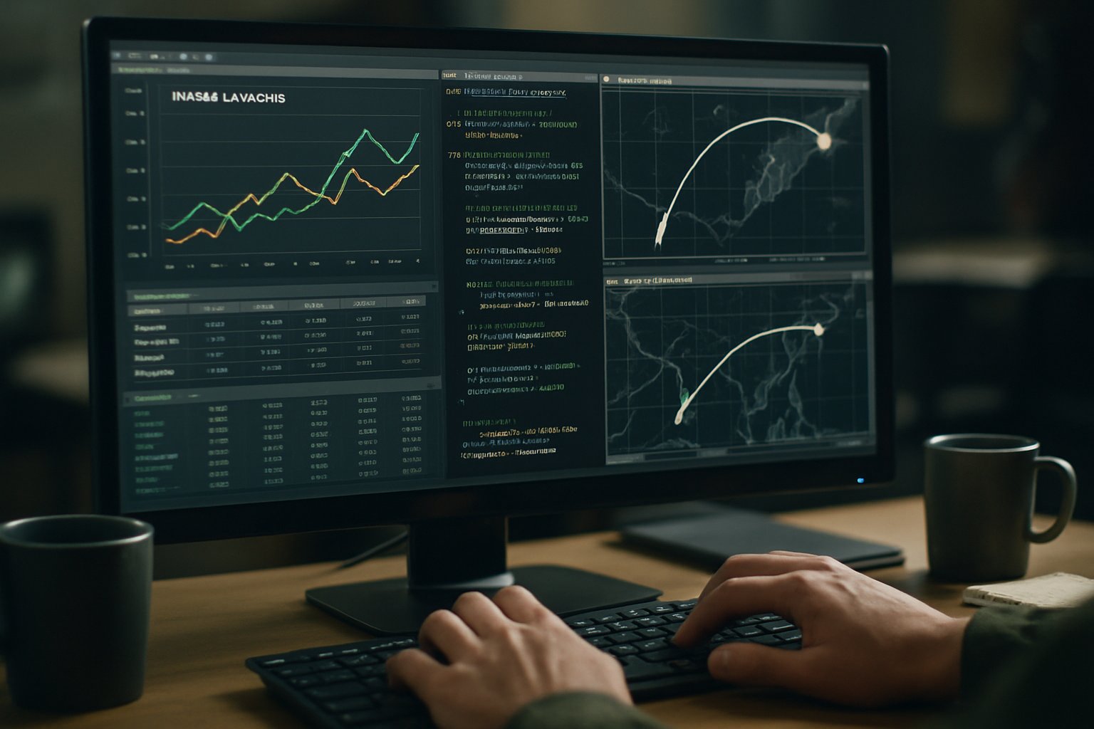 North Korea AI software monitoring missile patterns on computer screen.