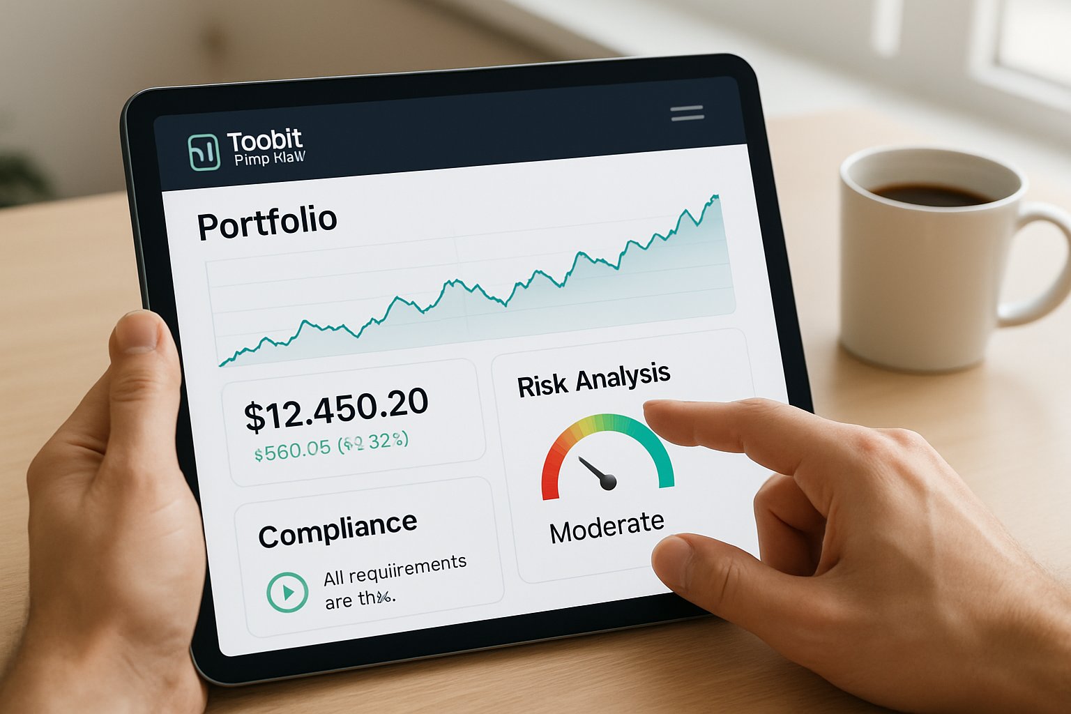 Toobit AI Trading portfolio analysis interface shown on digital device.