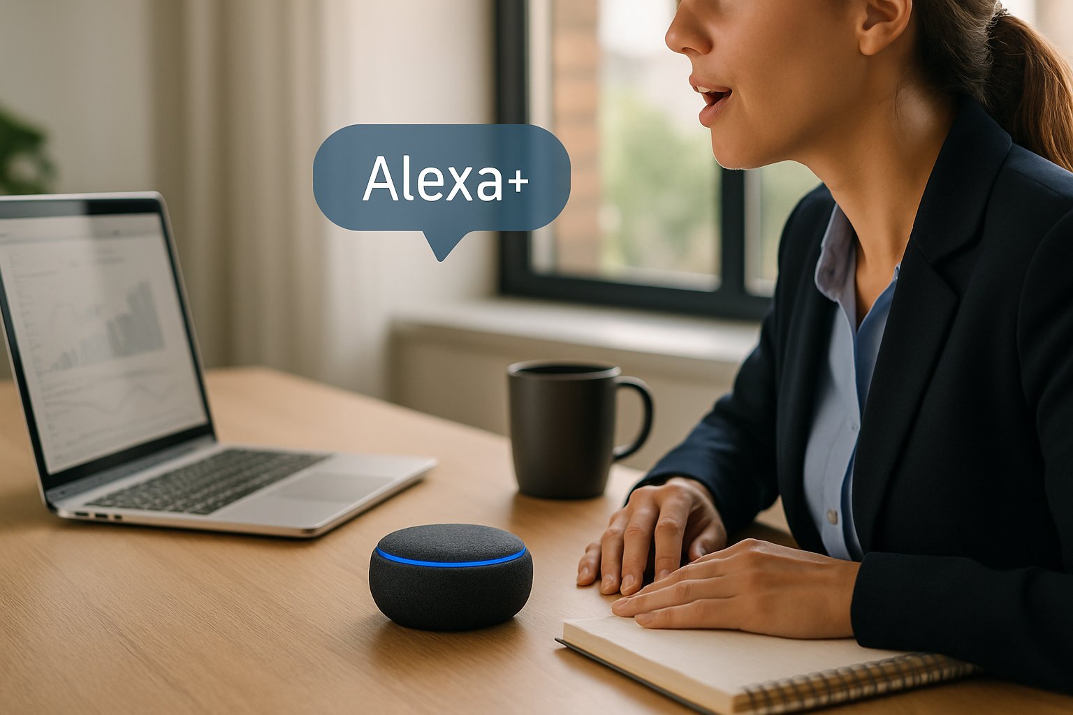 Voice Assistant Integration at work with Alexa on office desk