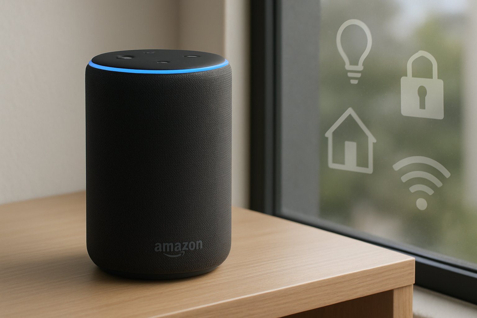 Close-up of Smart Home Upgrade device Amazon Alexa Plus emphasizing privacy