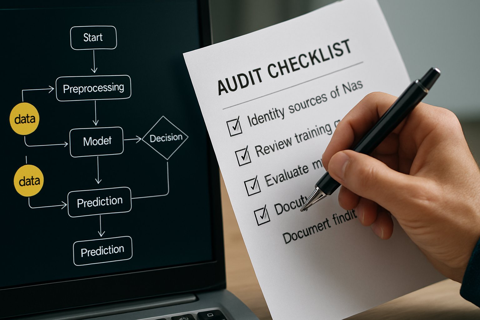 Audit process highlights Algorithmic Bias in algorithm workflow.