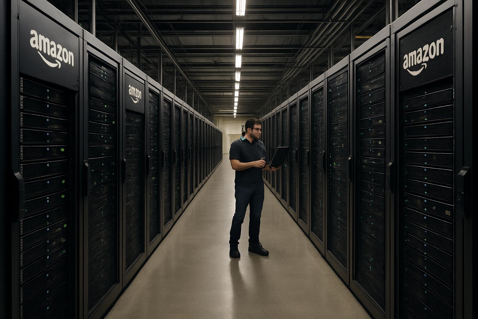Amazon AI Outages impact data center server racks and cloud infrastructure