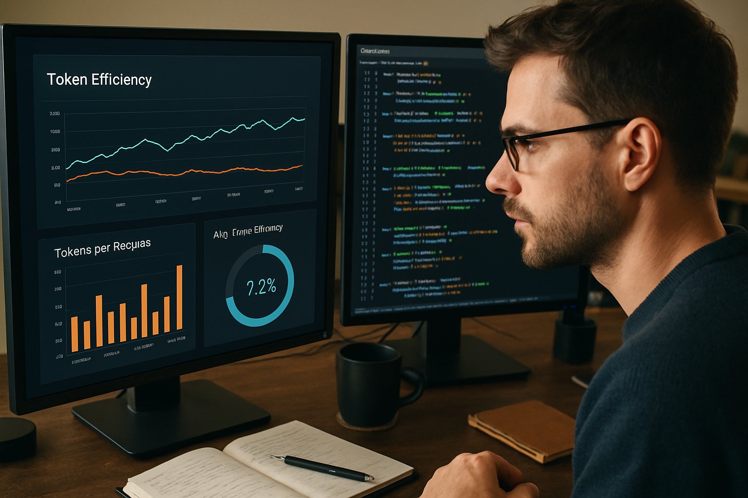 Engineer analyzing efficiency metrics for Engineering Efficiency improvements.