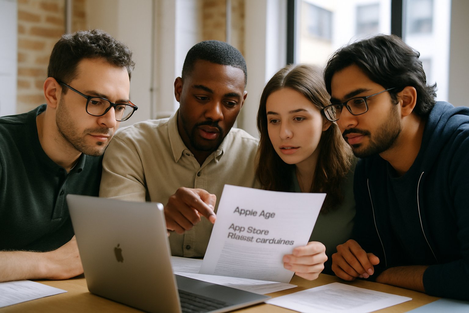 Developers reviewing Apple Age compliance documents for App Store requirements.